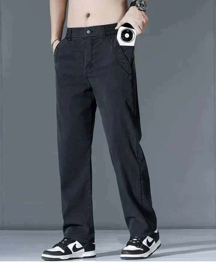 [PAGUE 2 LEVE 3] Calça Masculina em Malha de Algodão Egípcio e Elastano + BRINDES: Carteira e Relógio