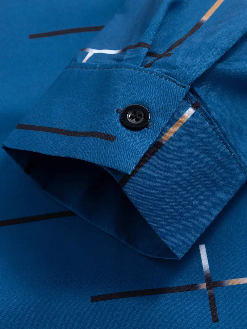 [PAGUE 3 LEVE 5] Camisa Manga Longa Casual European em Seda Gelo e Poliéster + BRINDES: Cinto, Carteira e Relógio