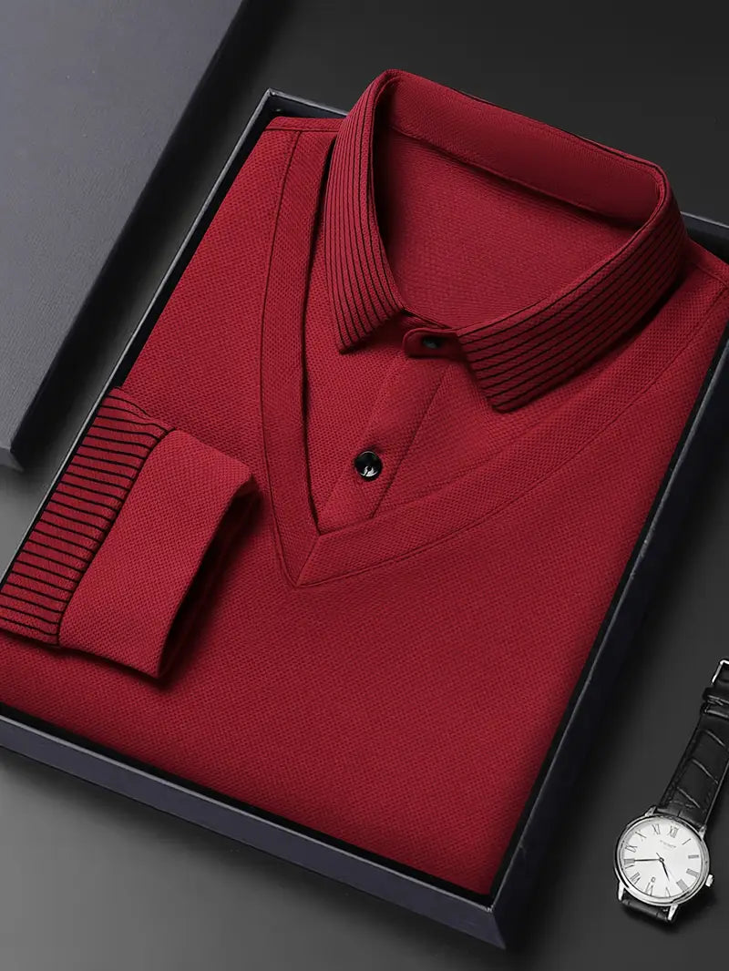 [PAGUE 2 LEVE 4] Camisa Polo Casual Elegance em Malha de Seda Gelo e Poliéster + BRINDES: Carteira e Relógio