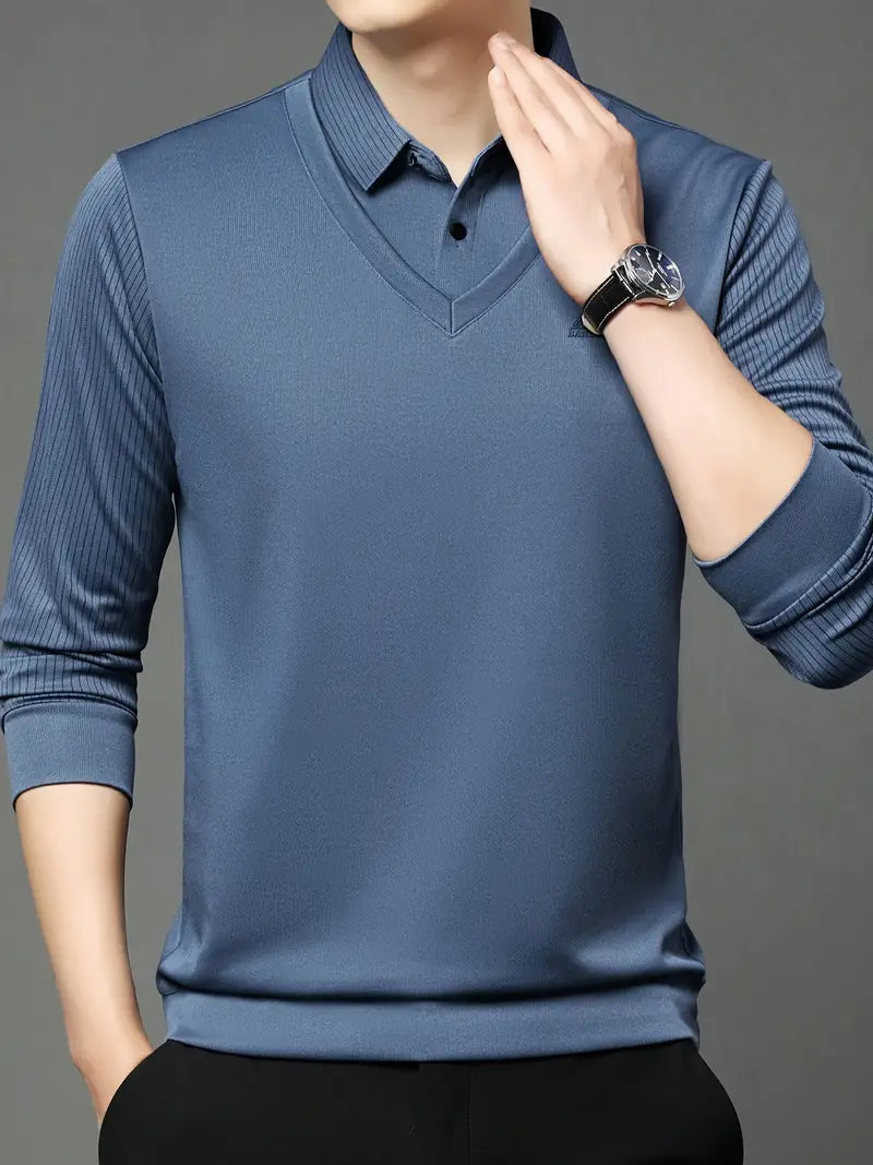 [PAGUE 2 LEVE 4] Camisa Polo Casual Elegance em Malha de Seda Gelo e Poliéster + BRINDES: Carteira e Relógio