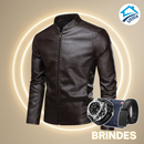 Jaqueta Masculina Zavelle em Couro Legítimo + BRINDES: Cinto, Carteira Relógio