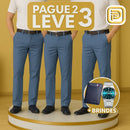 [PAGUE 2 LEVE 3] Calça Masculina em Malha de Algodão Egípcio e Elastano + BRINDES: Carteira e Relógio