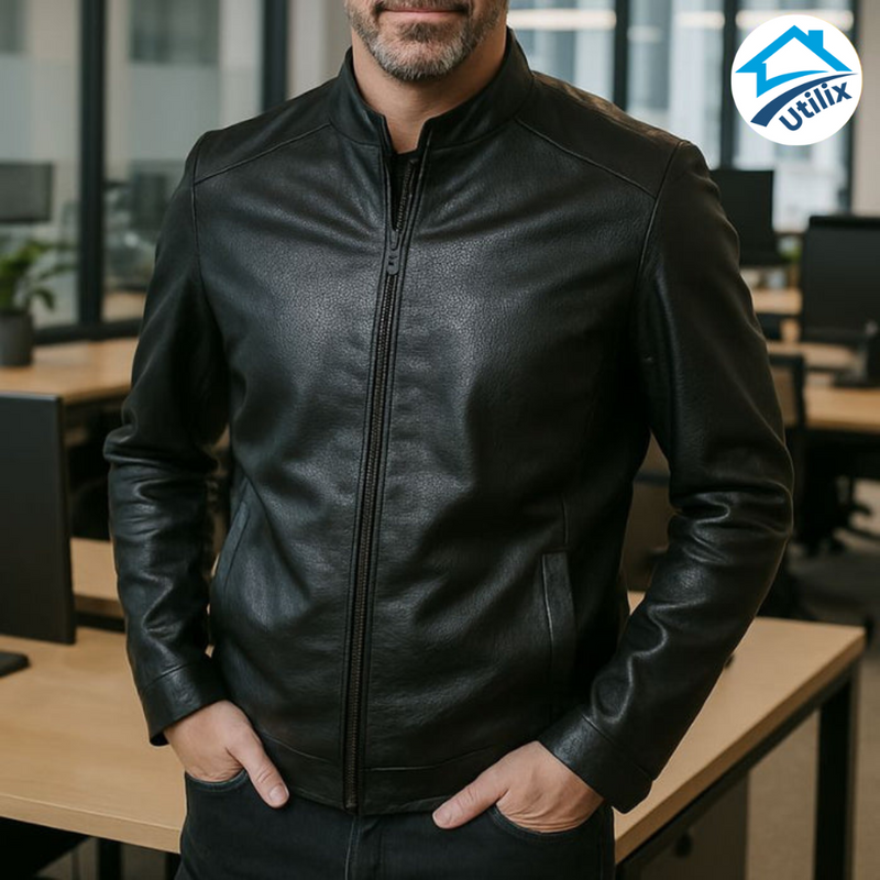 Jaqueta Masculina Zavelle em Couro Legítimo + BRINDES: Cinto, Carteira Relógio