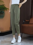 [PAGUE 2 LEVE 3] Calça Feminina Waist em Malha de Seda Gelo com Poliéster e Regulação Térmica (Para Todas as Estações!) + BRINDE Exclusivo