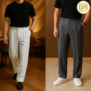 [PAGUE 2 LEVE 3] Kit Calça Masculina de Alfaiataria Venetto em Seda Gelo e Poliéster + BRINDE: Cinto