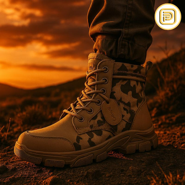 Kit Bota Militar Tática Masculina Imperium em Couro Legítimo e Camurça + BRINDES: Cinto, Carteira e Relógio