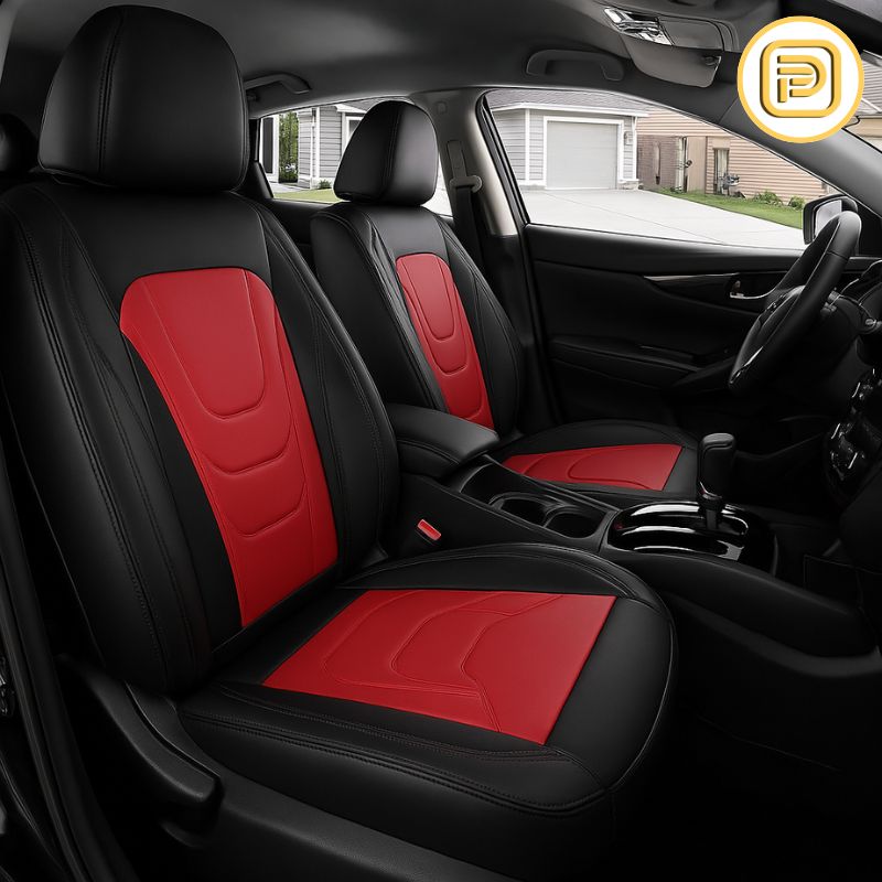 Kit Capa Para Banco de Carro em Couro Legítimo Universal Flatcar + BRINDES: Tapetes Automotivos