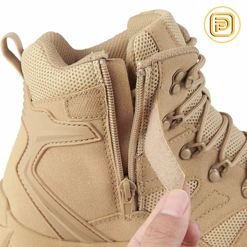 Kit Bota Tática Militar Volmar Masculina em Couro Legítimo e Nylon + BRINDES: Cinto, Carteira e Relógio Tático