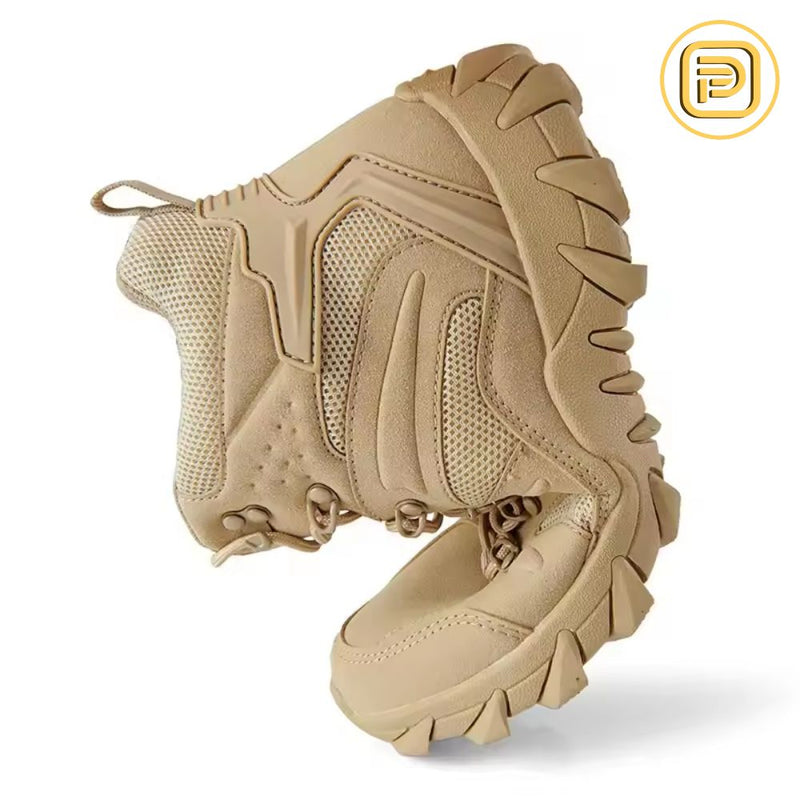 Kit Bota Tática Militar Volmar Masculina em Couro Legítimo e Nylon + BRINDES: Cinto, Carteira e Relógio Tático