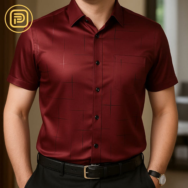 [PAGUE 3 LEVE 5] Camisa Social Zathier em Malha de Seda Gelo e Viscose + BRINDES: Cinto, Carteira e Relógio
