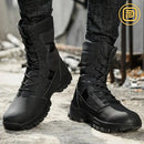 Kit Bota Tática Militar Ravtor Masculina em Couro Legítimo e Nylon + BRINDES: Cinto, Carteira e Relógio Tático