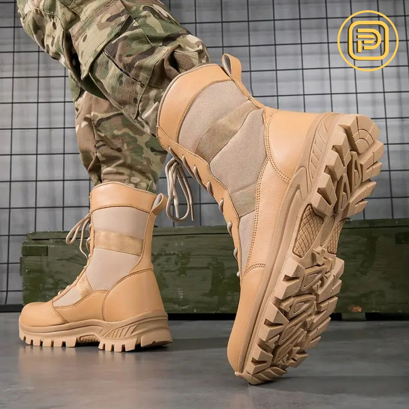 Kit Bota Tática Militar Ravtor Masculina em Couro Legítimo e Nylon + BRINDES: Cinto, Carteira e Relógio Tático