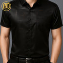 [PAGUE 3 LEVE 5] Camisa Social Zathier em Malha de Seda Gelo e Viscose + BRINDES: Cinto, Carteira e Relógio