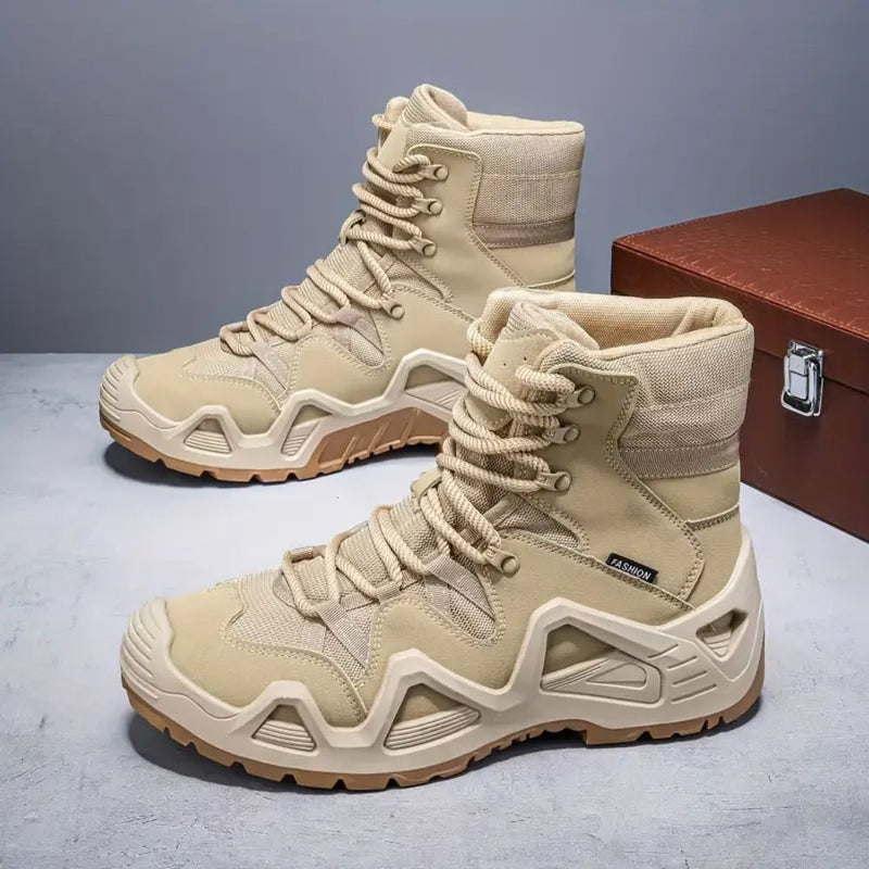 Kit Bota Tática Militar Varkon Masculina em Couro Legítimo e Nylon + BRINDES: Cinto, Carteira e Relógio Tático