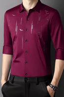 [PAGUE 3 LEVE 5] Camisa Manga Longa Casual Hector em Seda Gelo e Poliéster + BRINDE: Cinto de Couro