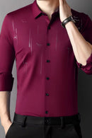 [PAGUE 3 LEVE 5] Camisa Manga Longa Casual Hector em Seda Gelo e Poliéster + BRINDE: Cinto de Couro