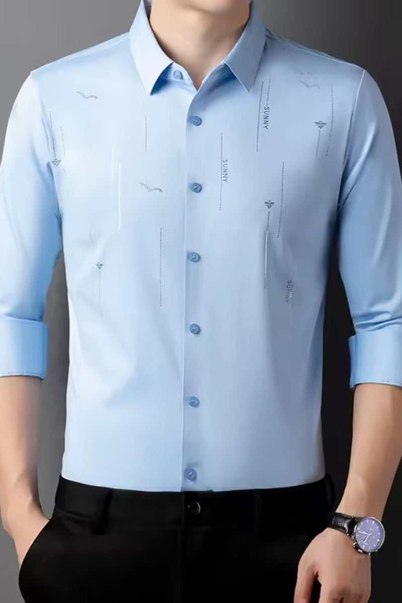 [PAGUE 3 LEVE 5] Camisa Manga Longa Casual Hector em Seda Gelo e Poliéster + BRINDE: Cinto de Couro