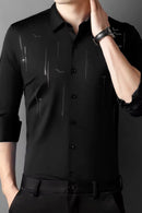 [PAGUE 3 LEVE 5] Camisa Manga Longa Casual Hector em Seda Gelo e Poliéster + BRINDE: Cinto de Couro