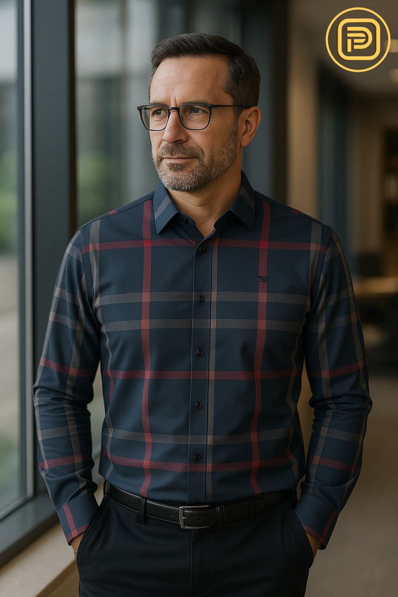 [PAGUE 3 LEVE 5] Kit Camisa Social Masculina Listrada Premium Luxden em Malha de Seda Gelo e Viscose + BRINDES: Cinto, Carteira e Relógio