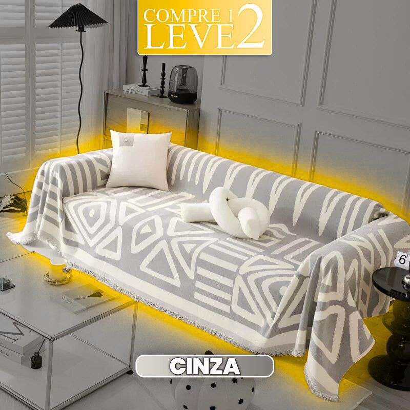 ⁠[COMPRE 1 LEVE 2] Capa de Sofá ComfyBoho (Sinta o Toque e Estilo Nômade Em Sua Sala!) + BRINDE: 2 Fronhas