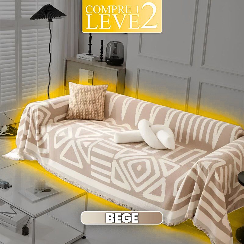 ⁠[COMPRE 1 LEVE 2] Capa de Sofá ComfyBoho (Sinta o Toque e Estilo Nômade Em Sua Sala!) + BRINDE: 2 Fronhas