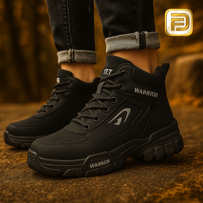 Kit Bota Militar Warrior Masculina de Couro Legitimo + 3 BRINDES: Cinto, Relógio e Carteira