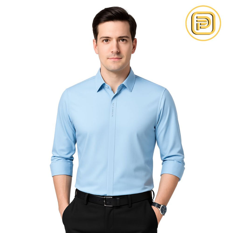 [PAGUE 2 LEVE 4] Kit Camisa Social Tecnológica Makatto em Malha de Seda Gelo (Nunca Amassa!) + BRINDES: Cinto, Carteira e Relógio