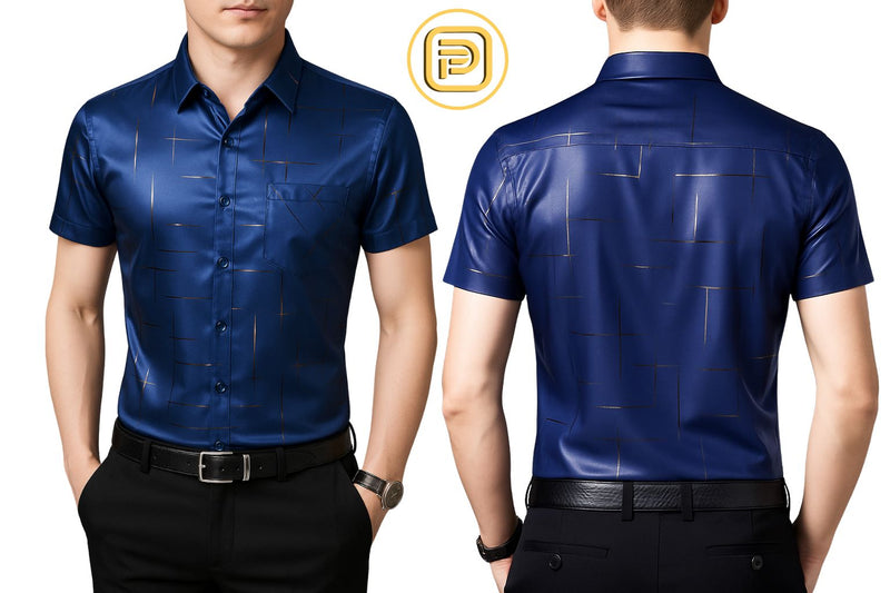 [PAGUE 3 LEVE 5] Camisa Social Zathier em Malha de Seda Gelo e Viscose + BRINDES: Cinto, Carteira e Relógio