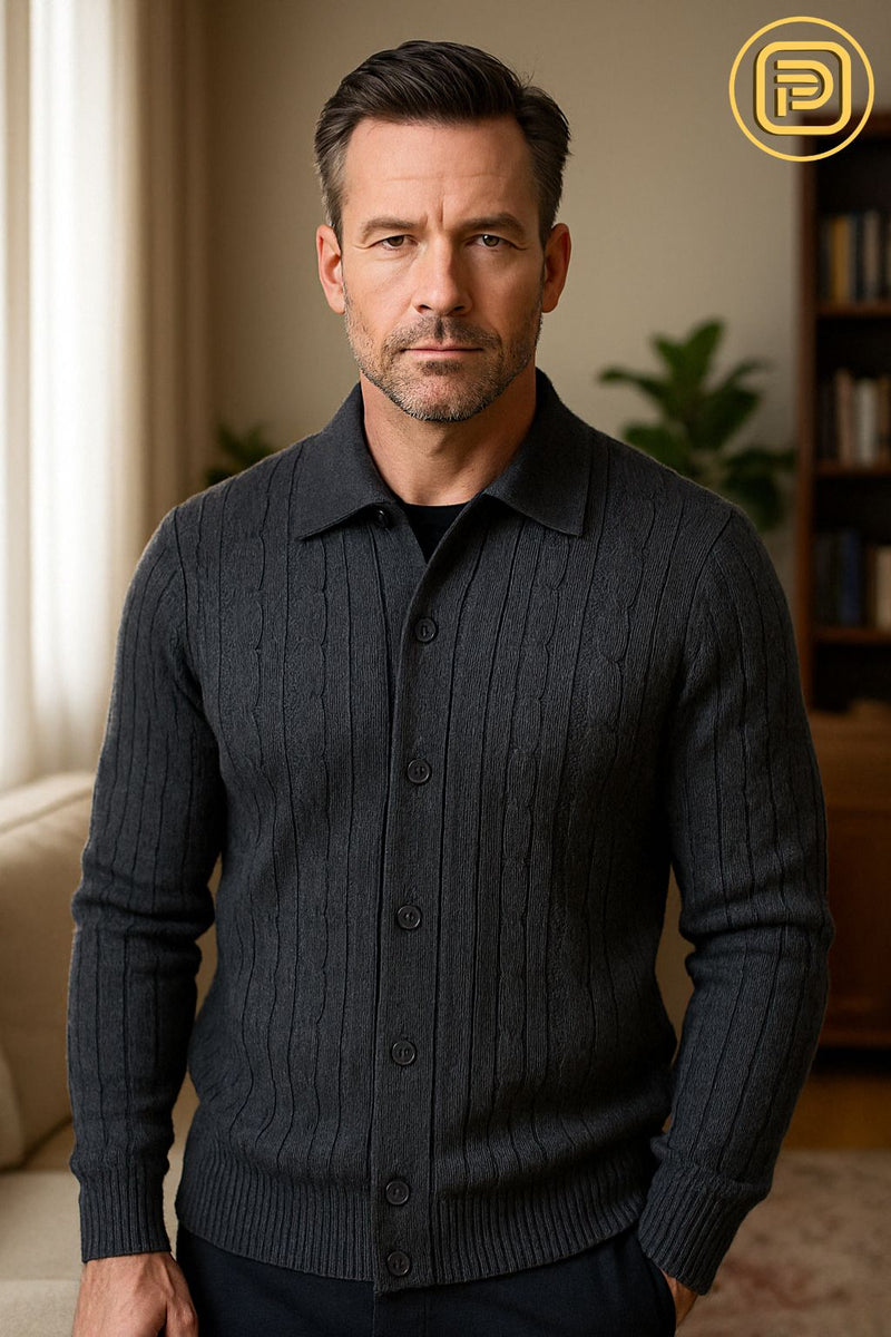 [PAGUE 2 LEVE 3] Suéter Masculino Mavrick em Algodão Peruano e Lã + BRINDES: Cinto, Carteira e Relógio