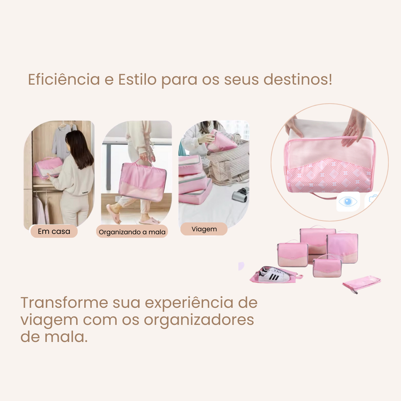 Kit de Organizadores para mala de viagem - 6 peças