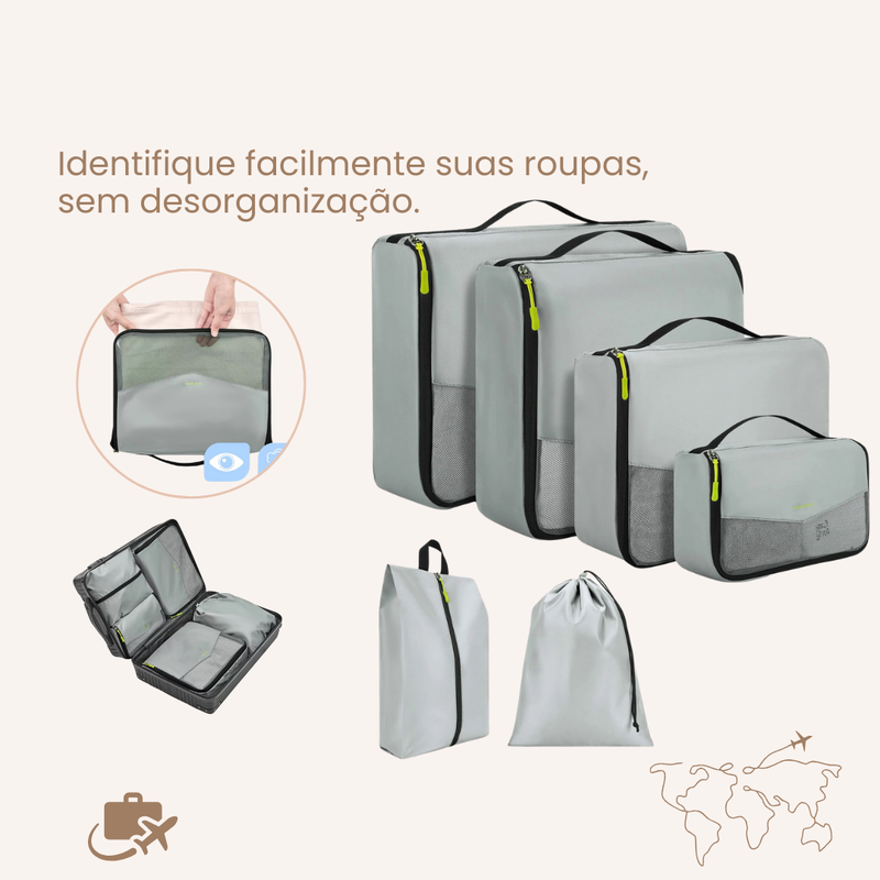 Kit de Organizadores para mala de viagem - 6 peças