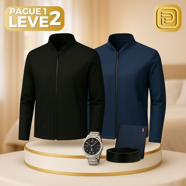 [PAGUE 1 LEVE 2] Jaqueta Casual Florenzo em Algodão Peruano, Seda Gelo e Poliéster + BRINDES: Relógio e Cinto de Couro