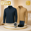 [PAGUE 1 LEVE 2] Jaqueta Casual Florenzo em Algodão Peruano, Seda Gelo e Poliéster + BRINDES: Relógio e Cinto de Couro