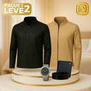 [PAGUE 1 LEVE 2] Jaqueta Casual Florenzo em Algodão Peruano, Seda Gelo e Poliéster + BRINDES: Relógio e Cinto de Couro