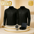 [PAGUE 1 LEVE 2] Jaqueta Casual Florenzo em Algodão Peruano, Seda Gelo e Poliéster + BRINDES: Relógio e Cinto de Couro