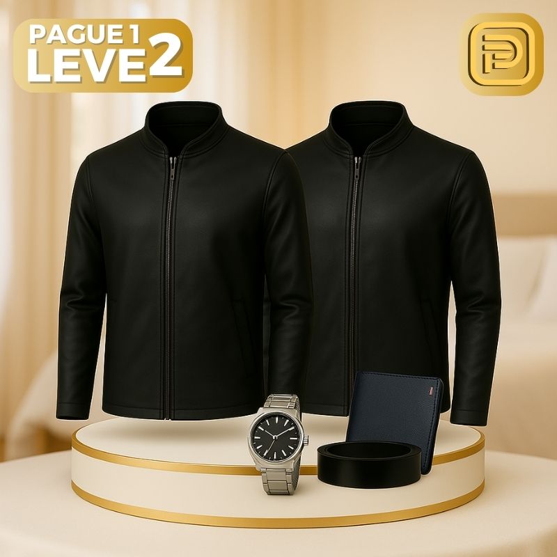 [PAGUE 1 LEVE 2] Jaqueta Casual Florenzo em Algodão Peruano, Seda Gelo e Poliéster + BRINDES: Relógio e Cinto de Couro