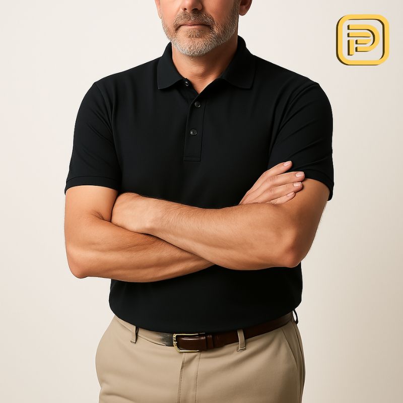 [PAGUE 3 LEVE 4] Camisa Polo Casual em Malha Sem Costura de Seda Gelo e Elastano + BRINDES: 2 Calças Alfaiataria e Cinto