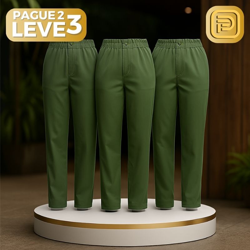 [PAGUE 2 LEVE 3] Calça Feminina Waist em Malha de Seda Gelo com Poliéster e Regulação Térmica (Para Todas as Estações!) + BRINDE Exclusivo