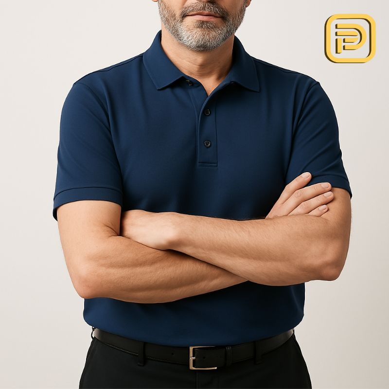 [PAGUE 3 LEVE 4] Camisa Polo Casual em Malha Sem Costura de Seda Gelo e Elastano + BRINDES: 2 Calças Alfaiataria e Cinto