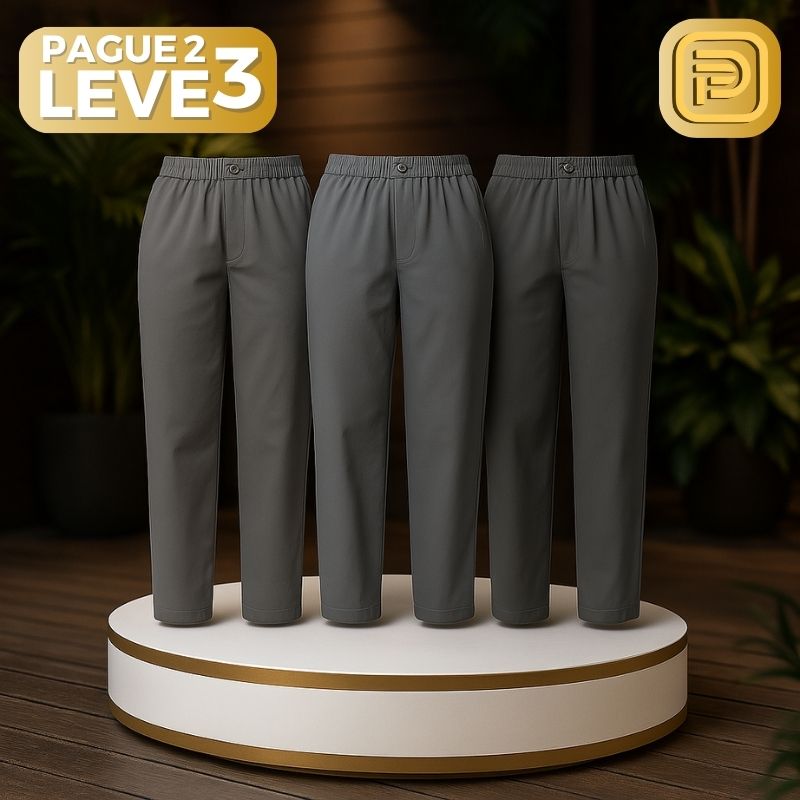 [PAGUE 2 LEVE 3] Calça Feminina Waist em Malha de Seda Gelo com Poliéster e Regulação Térmica (Para Todas as Estações!) + BRINDE Exclusivo