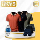 [PAGUE 2 LEVE 3] Camisa Polo Bricks em Viscose e Elastano + BRINDES: 3 Bermudas e Relógio