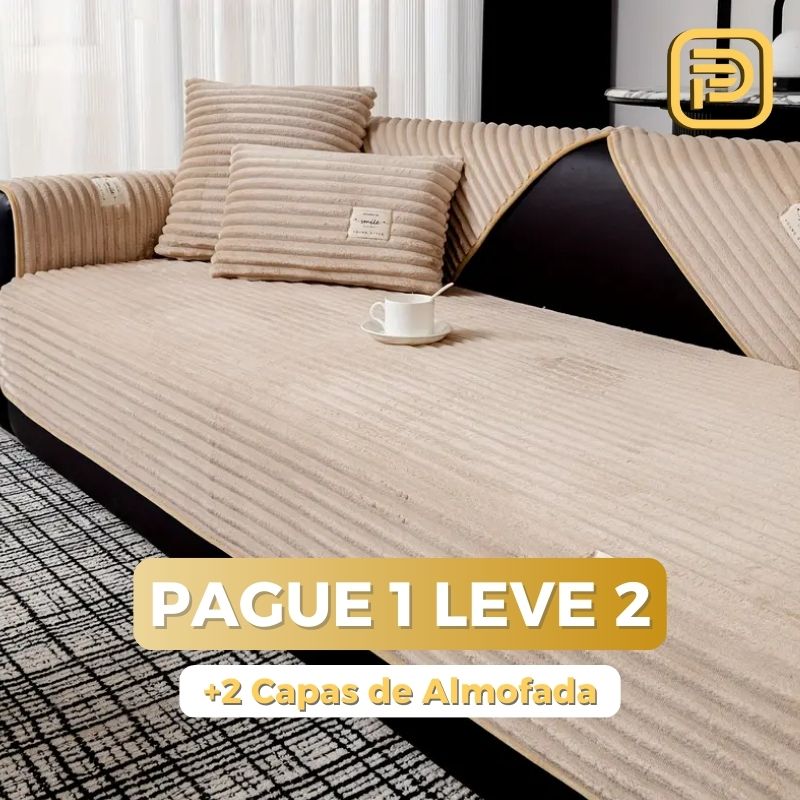 [LEVE 2 PAGUE 1] Capa de Sofá Monna Impermeável em Algodão Egípcio e Chenille + BRINDES: 2 Capas Para Almofdada