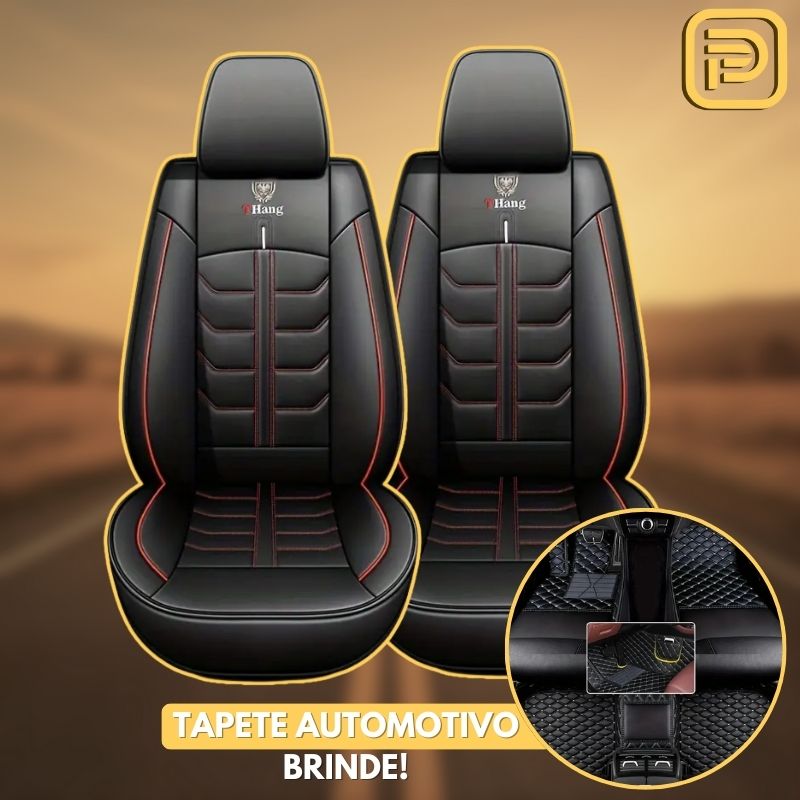 Kit Capa Para Banco de Carro em Couro Legítimo Universal Decision + BRINDES: Tapetes Automotivos