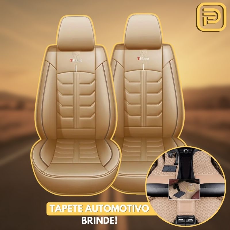Kit Capa Para Banco de Carro em Couro Legítimo Universal Decision + BRINDES: Tapetes Automotivos