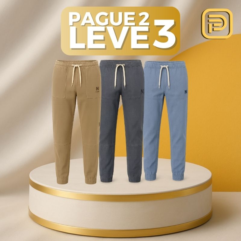 [PAGUE 2 LEVE 3] Kit Calça Tramonti Masculina Premium em Algodão Peruano com Seda Gelo