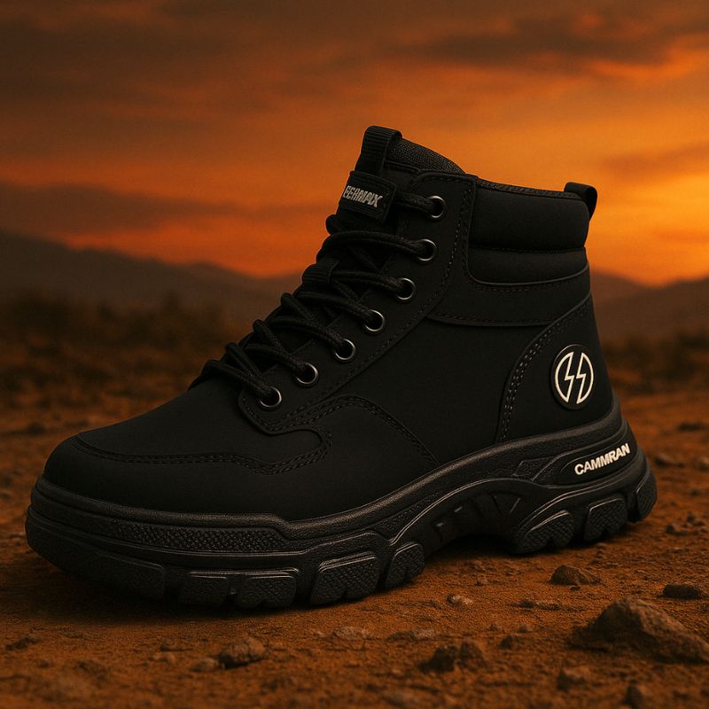 Kit Bota Militar Tática Masculina Kronvak em Couro Legítimo + BRINDES: Cinto, Carteira e Relógio