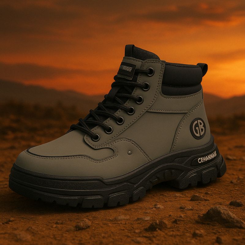 Kit Bota Militar Tática Masculina Kronvak em Couro Legítimo + BRINDES: Cinto, Carteira e Relógio