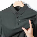 [PAGUE 2 LEVE 3] Camisa Polo Manga Longa Casual Patrick em Seda Gelo, Poliéster e Elastano + BRINDES: 2 Calças e Cinto