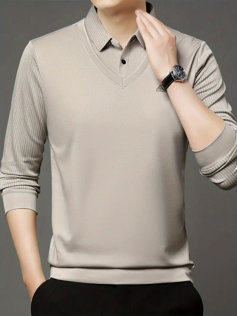 [PAGUE 2 LEVE 4] Camisa Polo Casual Elegance em Malha de Seda Gelo e Poliéster + BRINDES: Carteira e Relógio