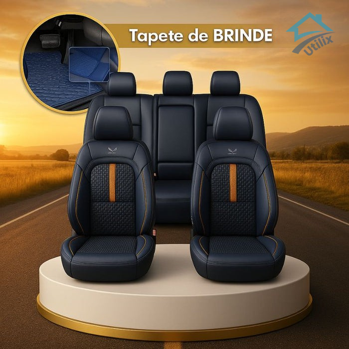 Capa para Banco de Carro Completa em Couro Legítimo Universal Italian + BRINDE: Tapete Completo